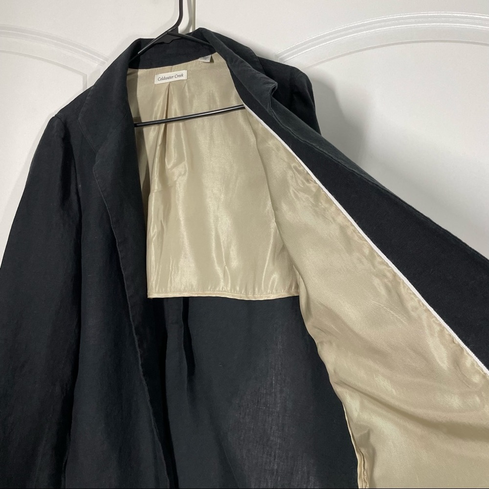 Coldwater Creek Black 100% Linen Open Longline Jacket size 6 - Picture 7 of 11